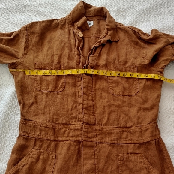 Mate The Label Linen Short Sleeve Jumpsuit in Sedona Tan Sz Xl - Picture 8 of 11